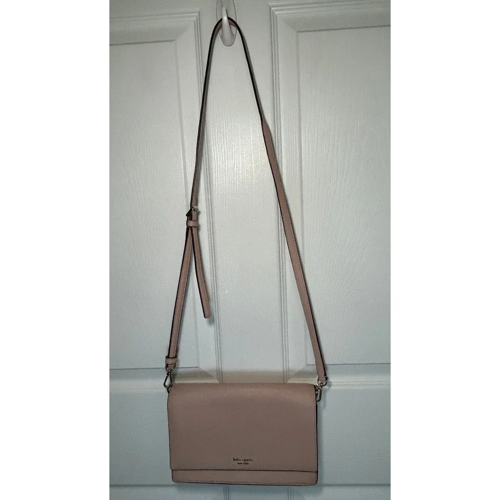 Kate‎ Spade Laurel Way Crossbody Pink Saffiano Gunmetal Chain Shoulder Bag Purse